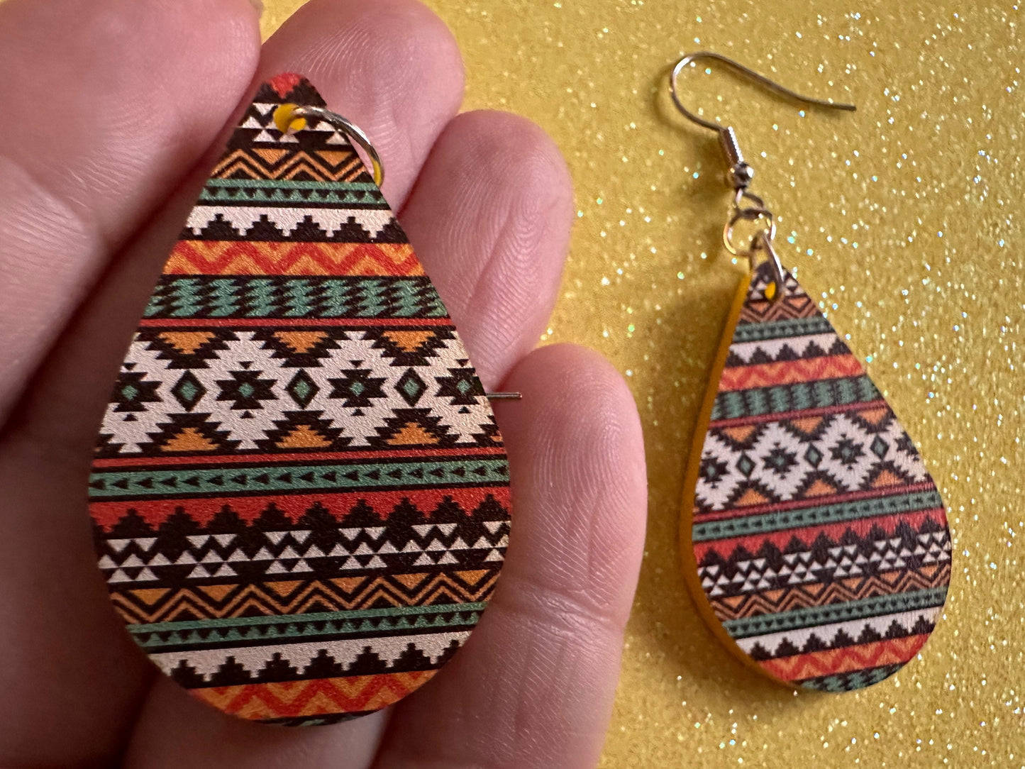 Aztec Design Earrings: Laser Cut Acrylic Earrings, Travel, Pattern, Culture, Cultural, Colorful, Design, Unique, Best Gifts for Her/Him/Them