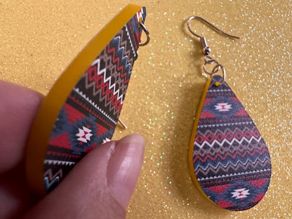Aztec Design Earrings: Laser Cut Acrylic Earrings, Travel, Pattern, Culture, Cultural, Colorful, Design, Unique, Best Gifts for Her/Him/Them