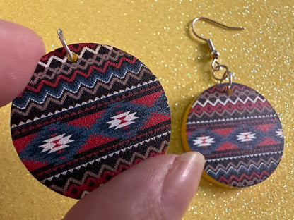 Aztec Design Earrings: Laser Cut Acrylic Earrings, Travel, Pattern, Culture, Cultural, Colorful, Design, Unique, Best Gifts for Her/Him/Them