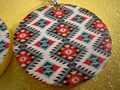 Aztec Design Earrings: Laser Cut Acrylic Earrings, Travel, Pattern, Culture, Cultural, Colorful, Design, Unique, Best Gifts for Her/Him/Them