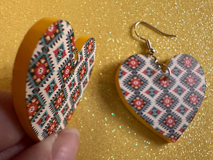 Aztec Design Earrings: Laser Cut Acrylic Earrings, Travel, Pattern, Culture, Cultural, Colorful, Design, Unique, Best Gifts for Her/Him/Them