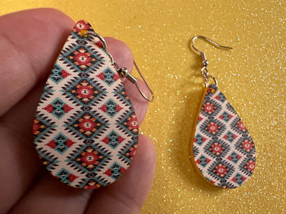 Aztec Design Earrings: Laser Cut Acrylic Earrings, Travel, Pattern, Culture, Cultural, Colorful, Design, Unique, Best Gifts for Her/Him/Them