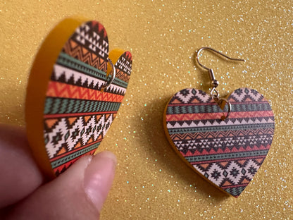 Aztec Design Earrings: Laser Cut Acrylic Earrings, Travel, Pattern, Culture, Cultural, Colorful, Design, Unique, Best Gifts for Her/Him/Them