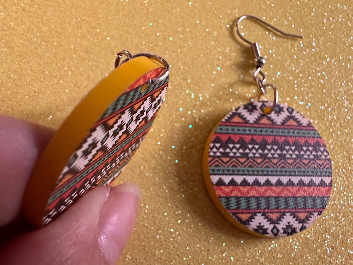 Aztec Design Earrings: Laser Cut Acrylic Earrings, Travel, Pattern, Culture, Cultural, Colorful, Design, Unique, Best Gifts for Her/Him/Them