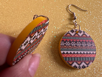 Aztec Design Earrings: Laser Cut Acrylic Earrings, Travel, Pattern, Culture, Cultural, Colorful, Design, Unique, Best Gifts for Her/Him/Them