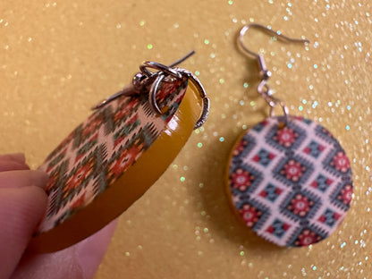 Aztec Design Earrings: Laser Cut Acrylic Earrings, Travel, Pattern, Culture, Cultural, Colorful, Design, Unique, Best Gifts for Her/Him/Them
