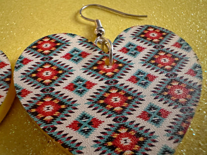 Aztec Design Earrings: Laser Cut Acrylic Earrings, Travel, Pattern, Culture, Cultural, Colorful, Design, Unique, Best Gifts for Her/Him/Them