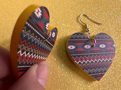 Aztec Design Earrings: Laser Cut Acrylic Earrings, Travel, Pattern, Culture, Cultural, Colorful, Design, Unique, Best Gifts for Her/Him/Them
