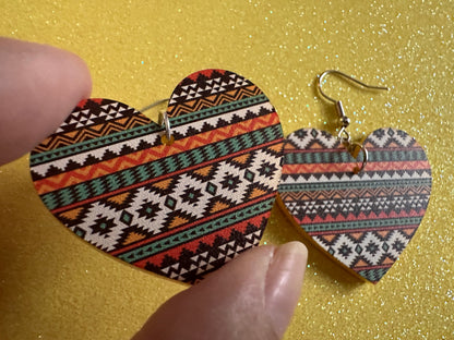 Aztec Design Earrings: Laser Cut Acrylic Earrings, Travel, Pattern, Culture, Cultural, Colorful, Design, Unique, Best Gifts for Her/Him/Them