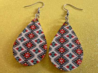 Aztec Design Earrings: Laser Cut Acrylic Earrings, Travel, Pattern, Culture, Cultural, Colorful, Design, Unique, Best Gifts for Her/Him/Them