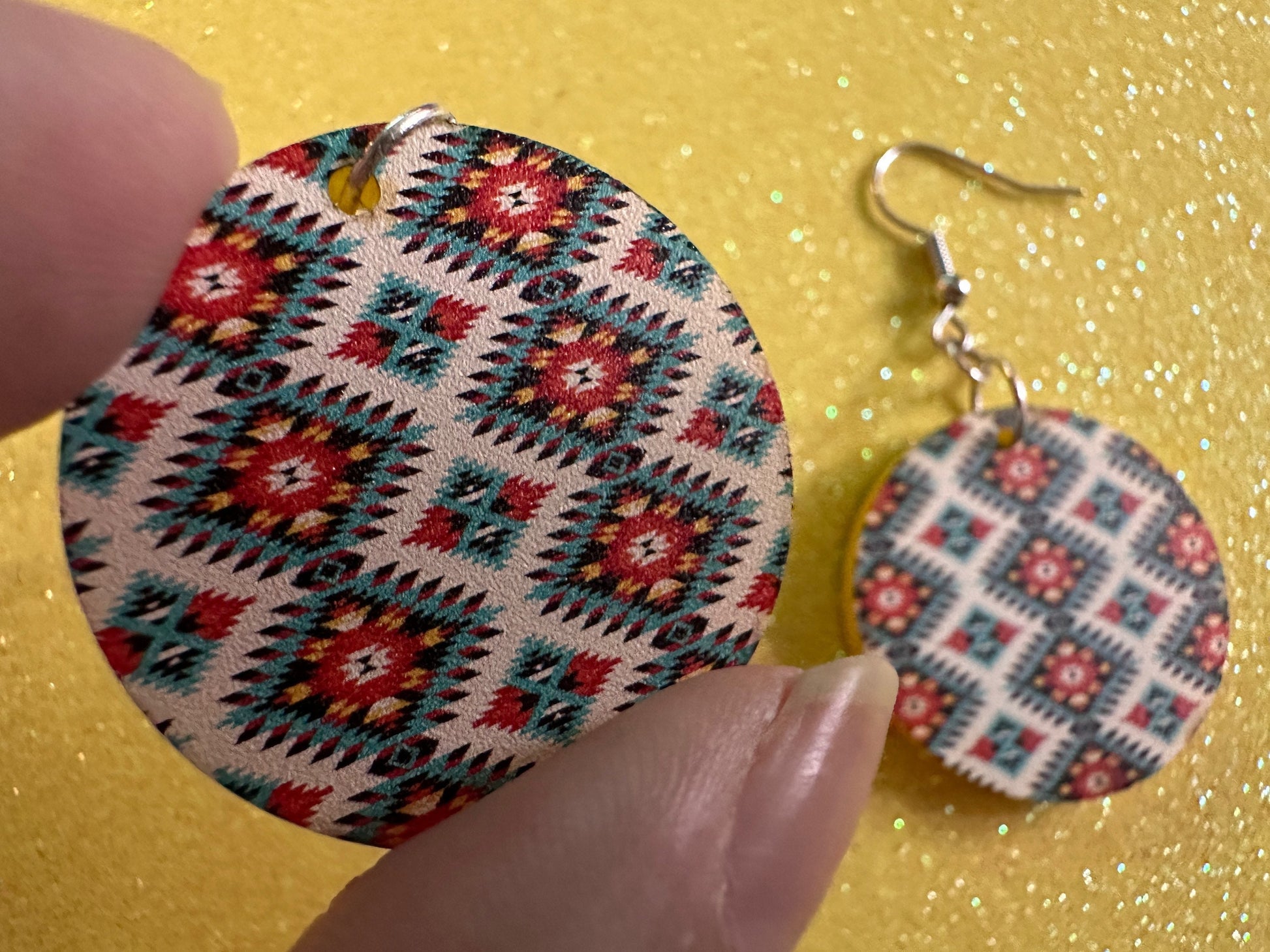 Aztec Design Earrings: Laser Cut Acrylic Earrings, Travel, Pattern, Culture, Cultural, Colorful, Design, Unique, Best Gifts for Her/Him/Them