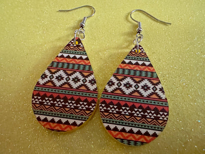 Aztec Design Earrings: Laser Cut Acrylic Earrings, Travel, Pattern, Culture, Cultural, Colorful, Design, Unique, Best Gifts for Her/Him/Them