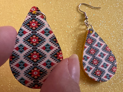 Aztec Design Earrings: Laser Cut Acrylic Earrings, Travel, Pattern, Culture, Cultural, Colorful, Design, Unique, Best Gifts for Her/Him/Them