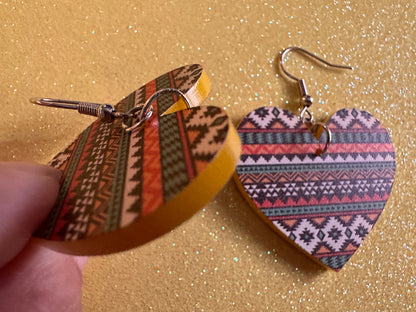 Aztec Design Earrings: Laser Cut Acrylic Earrings, Travel, Pattern, Culture, Cultural, Colorful, Design, Unique, Best Gifts for Her/Him/Them