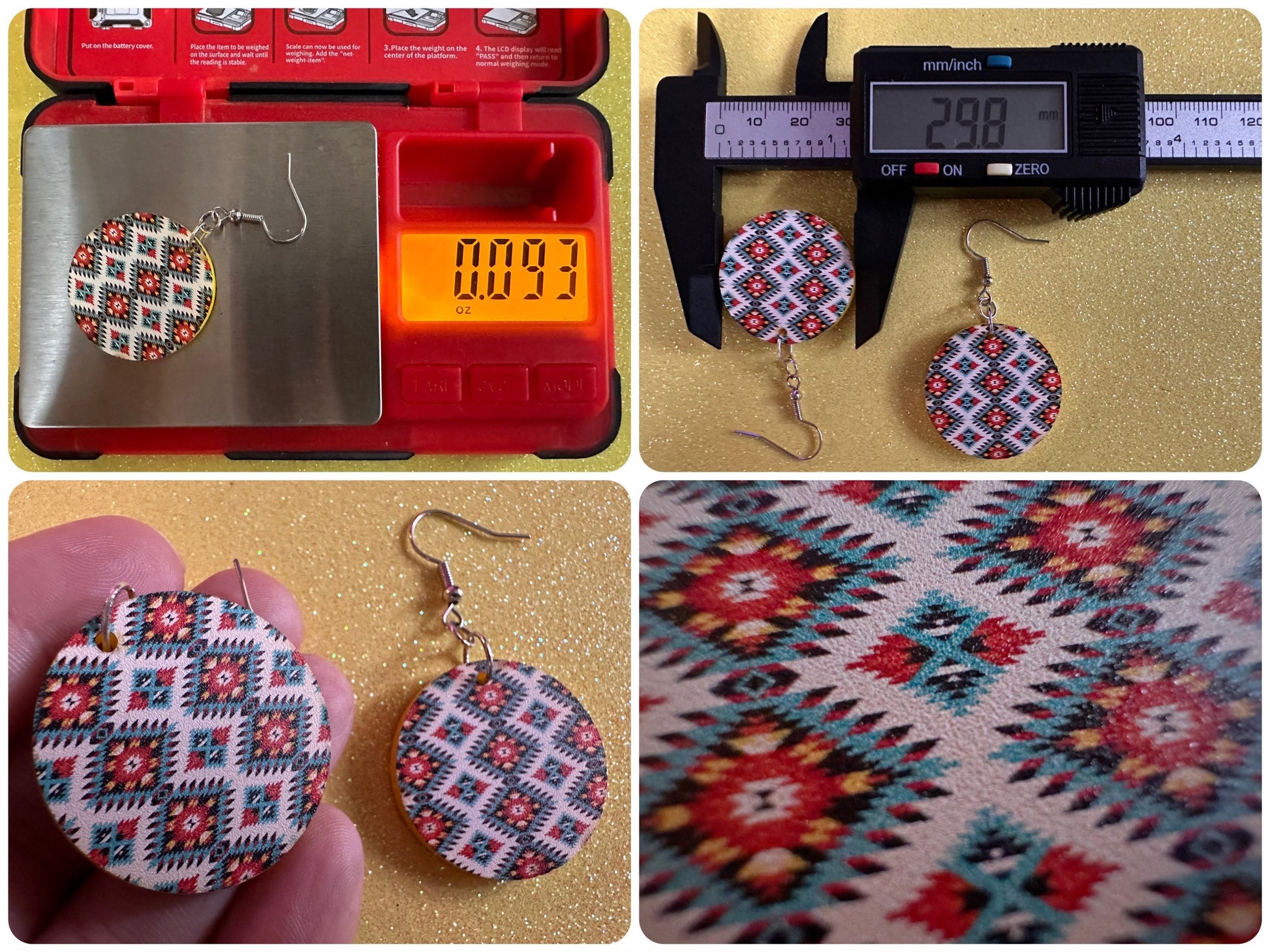 Aztec Design Earrings: Laser Cut Acrylic Earrings, Travel, Pattern, Culture, Cultural, Colorful, Design, Unique, Best Gifts for Her/Him/Them