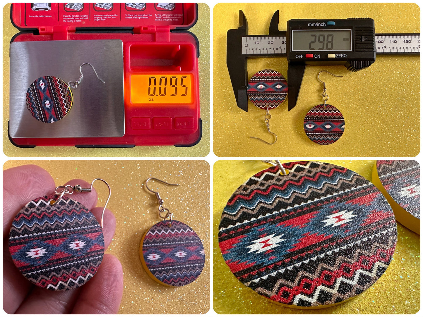 Aztec Design Earrings: Laser Cut Acrylic Earrings, Travel, Pattern, Culture, Cultural, Colorful, Design, Unique, Best Gifts for Her/Him/Them