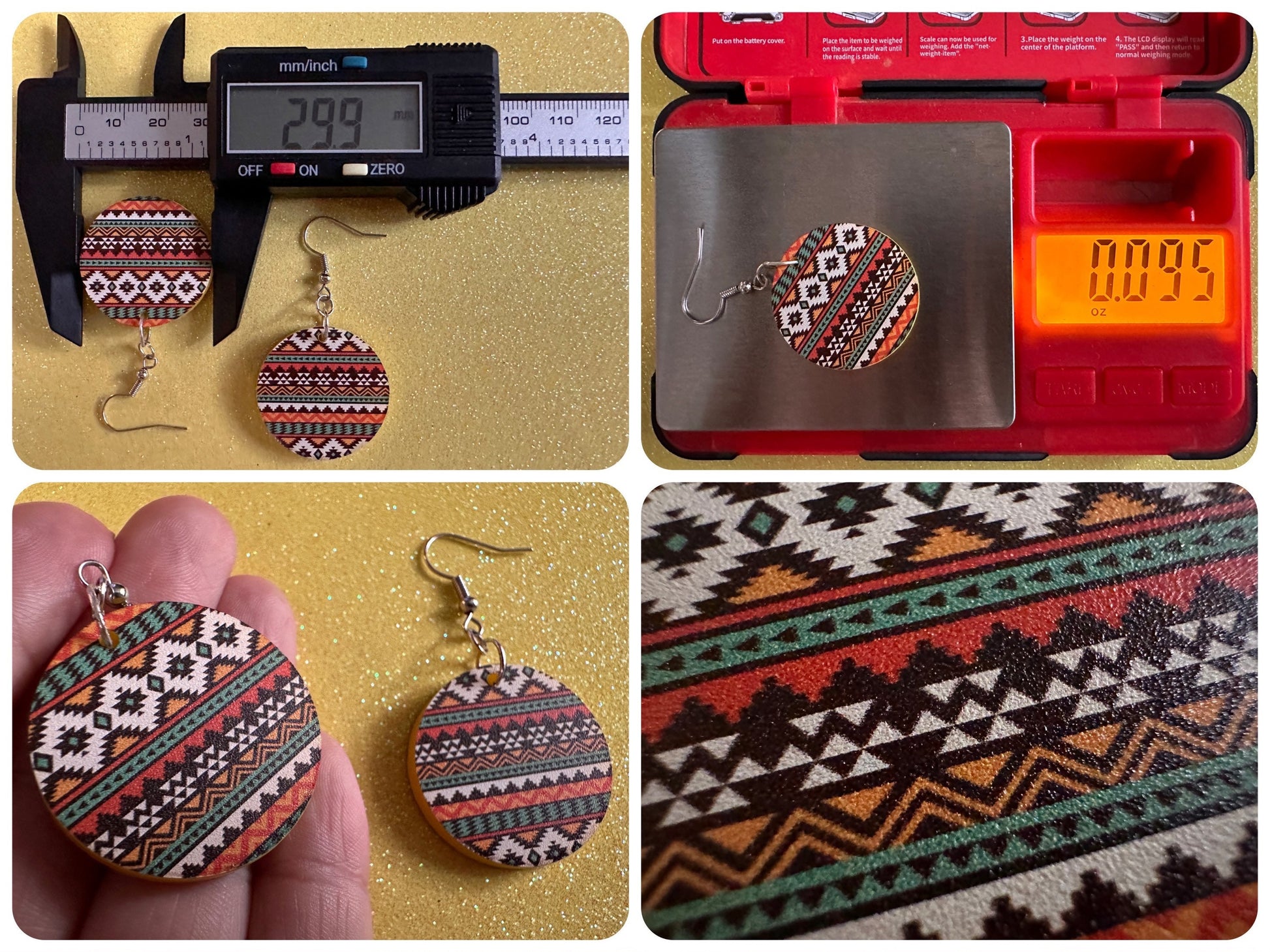 Aztec Design Earrings: Laser Cut Acrylic Earrings, Travel, Pattern, Culture, Cultural, Colorful, Design, Unique, Best Gifts for Her/Him/Them