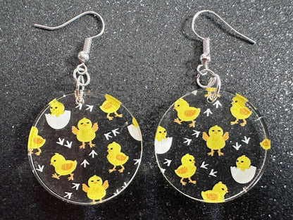 Baby Chick Earrings: Easter Earrings, Hatchlings, Peeps, Egg Shell, Baby Chicken, Farm, Animals, Yellow Chicks, Best Gifts for Her/Him/Them