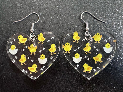 Baby Chick Earrings: Easter Earrings, Hatchlings, Peeps, Egg Shell, Baby Chicken, Farm, Animals, Yellow Chicks, Best Gifts for Her/Him/Them