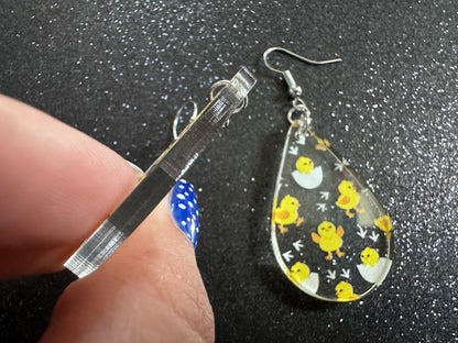 Baby Chick Earrings: Easter Earrings, Hatchlings, Peeps, Egg Shell, Baby Chicken, Farm, Animals, Yellow Chicks, Best Gifts for Her/Him/Them