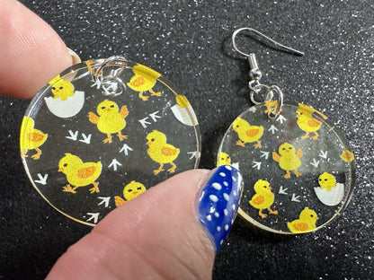 Baby Chick Earrings: Easter Earrings, Hatchlings, Peeps, Egg Shell, Baby Chicken, Farm, Animals, Yellow Chicks, Best Gifts for Her/Him/Them