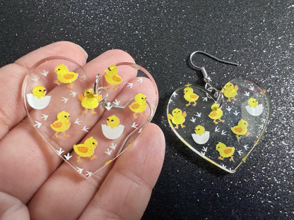 Baby Chick Earrings: Easter Earrings, Hatchlings, Peeps, Egg Shell, Baby Chicken, Farm, Animals, Yellow Chicks, Best Gifts for Her/Him/Them