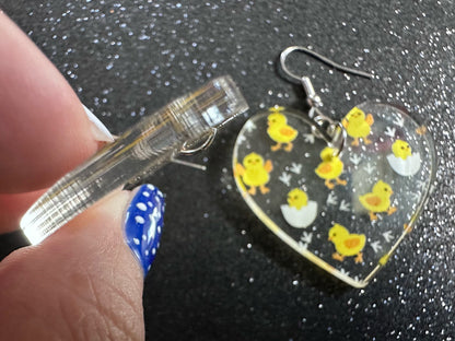 Baby Chick Earrings: Easter Earrings, Hatchlings, Peeps, Egg Shell, Baby Chicken, Farm, Animals, Yellow Chicks, Best Gifts for Her/Him/Them