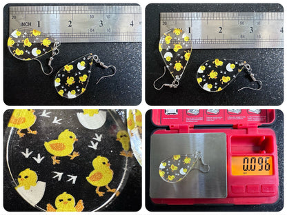 Baby Chick Earrings: Easter Earrings, Hatchlings, Peeps, Egg Shell, Baby Chicken, Farm, Animals, Yellow Chicks, Best Gifts for Her/Him/Them