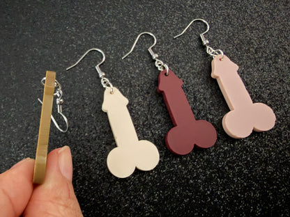 Bachelorette Earrings: Laser Cut Acrylic Anatmical Earrings, D Earrings, BDE, Novelty Earrings, Gag Gift, Hen Do, Best Gift For Her/Him/Them