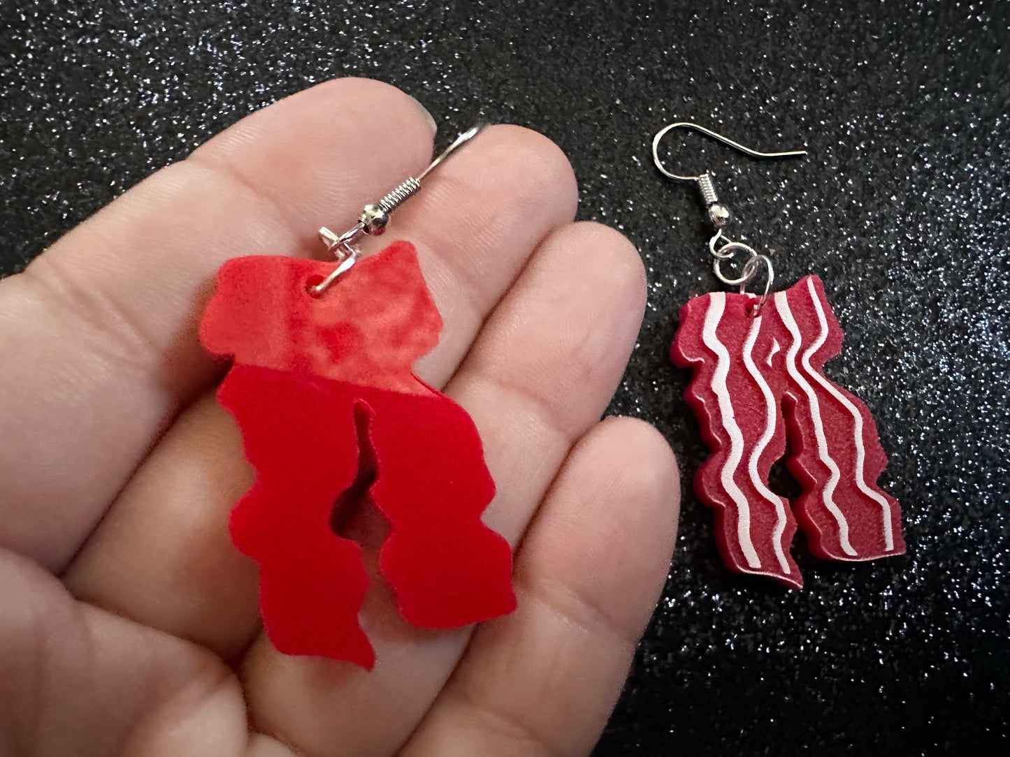 Bacon Earrings: Laser Cut Acrylic Bacon Strips, Breakfast, Cooking, Bacon Strips, Pork, Food Earrings, Meat, Best Gifts for Her/Him/Them