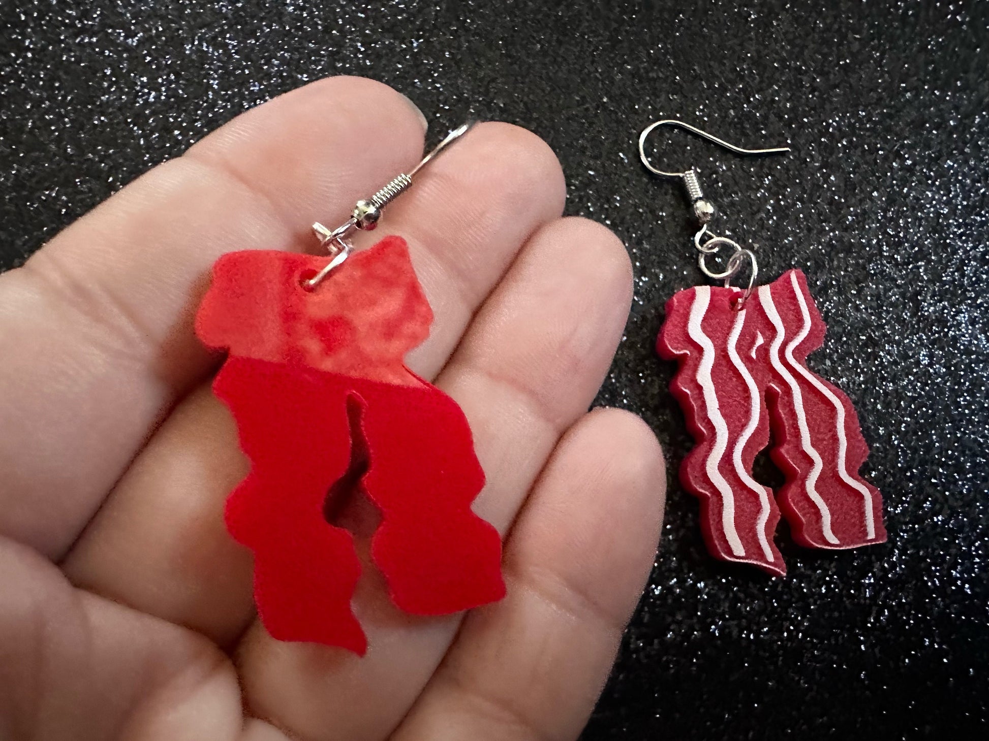 Bacon Earrings: Laser Cut Acrylic Bacon Strips, Breakfast, Cooking, Bacon Strips, Pork, Food Earrings, Meat, Best Gifts for Her/Him/Them