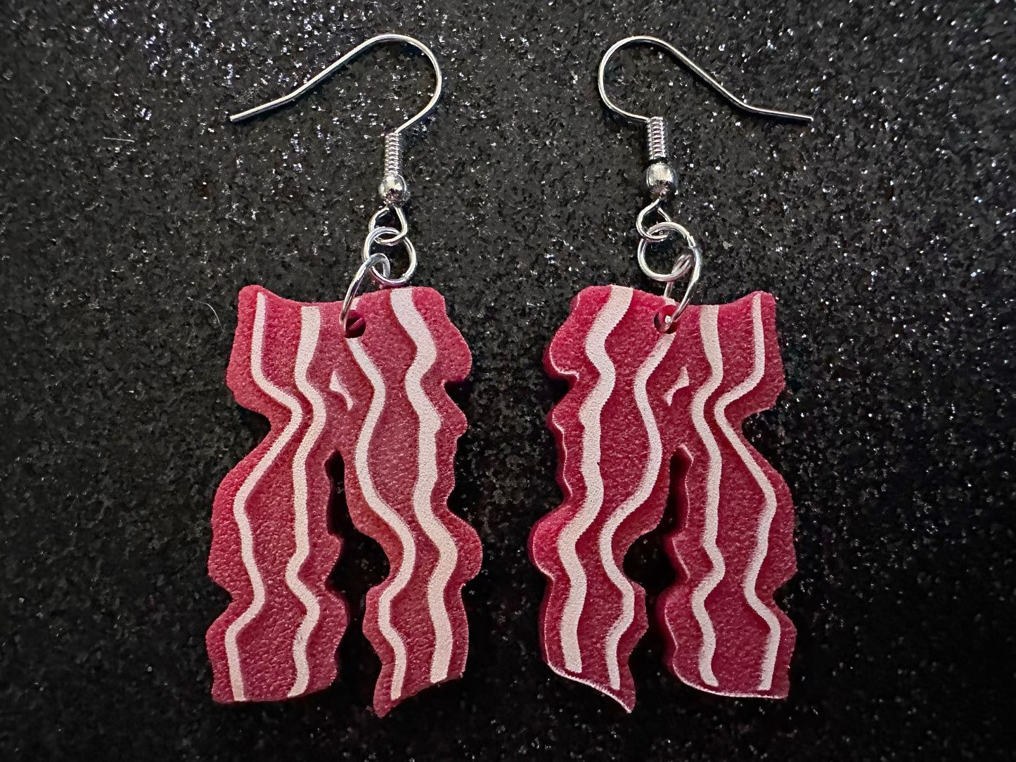 Bacon Earrings: Laser Cut Acrylic Bacon Strips, Breakfast, Cooking, Bacon Strips, Pork, Food Earrings, Meat, Best Gifts for Her/Him/Them