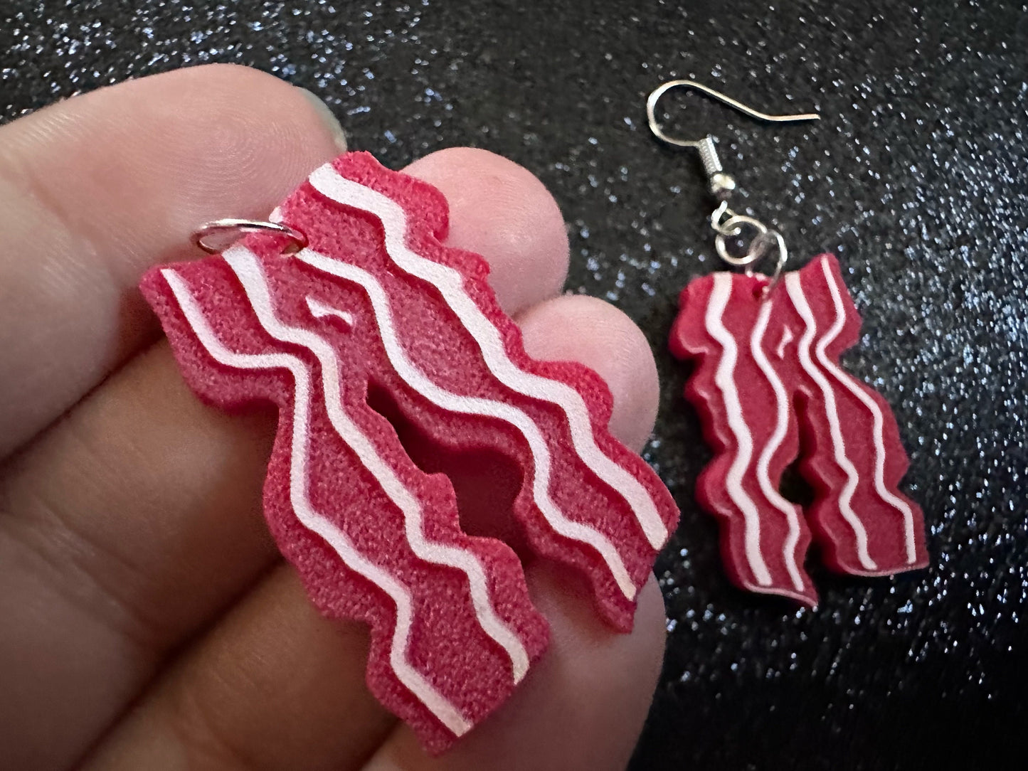 Bacon Earrings: Laser Cut Acrylic Bacon Strips, Breakfast, Cooking, Bacon Strips, Pork, Food Earrings, Meat, Best Gifts for Her/Him/Them
