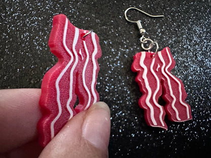 Bacon Earrings: Laser Cut Acrylic Bacon Strips, Breakfast, Cooking, Bacon Strips, Pork, Food Earrings, Meat, Best Gifts for Her/Him/Them