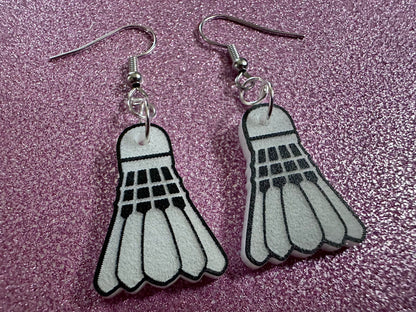 Badminton Earrings: Laser Cut Acrylic Birdie Earrings, Shuttlecock, Sports, Game, Hobby, Shuttlecocks, Birdies, Best Gifts for Her/Him/Them