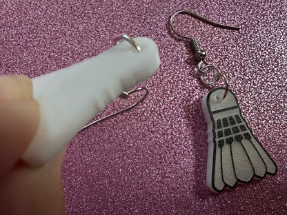 Badminton Earrings: Laser Cut Acrylic Birdie Earrings, Shuttlecock, Sports, Game, Hobby, Shuttlecocks, Birdies, Best Gifts for Her/Him/Them