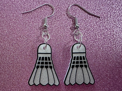 Badminton Earrings: Laser Cut Acrylic Birdie Earrings, Shuttlecock, Sports, Game, Hobby, Shuttlecocks, Birdies, Best Gifts for Her/Him/Them