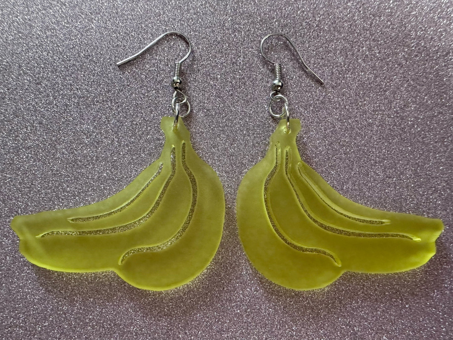 Banana Bunch Earrings: Laser Cut Acrylic Bananas, Fruit, Food Earrings, Breakfast, Food Earrings, Best Gifts for Her/Him/Them