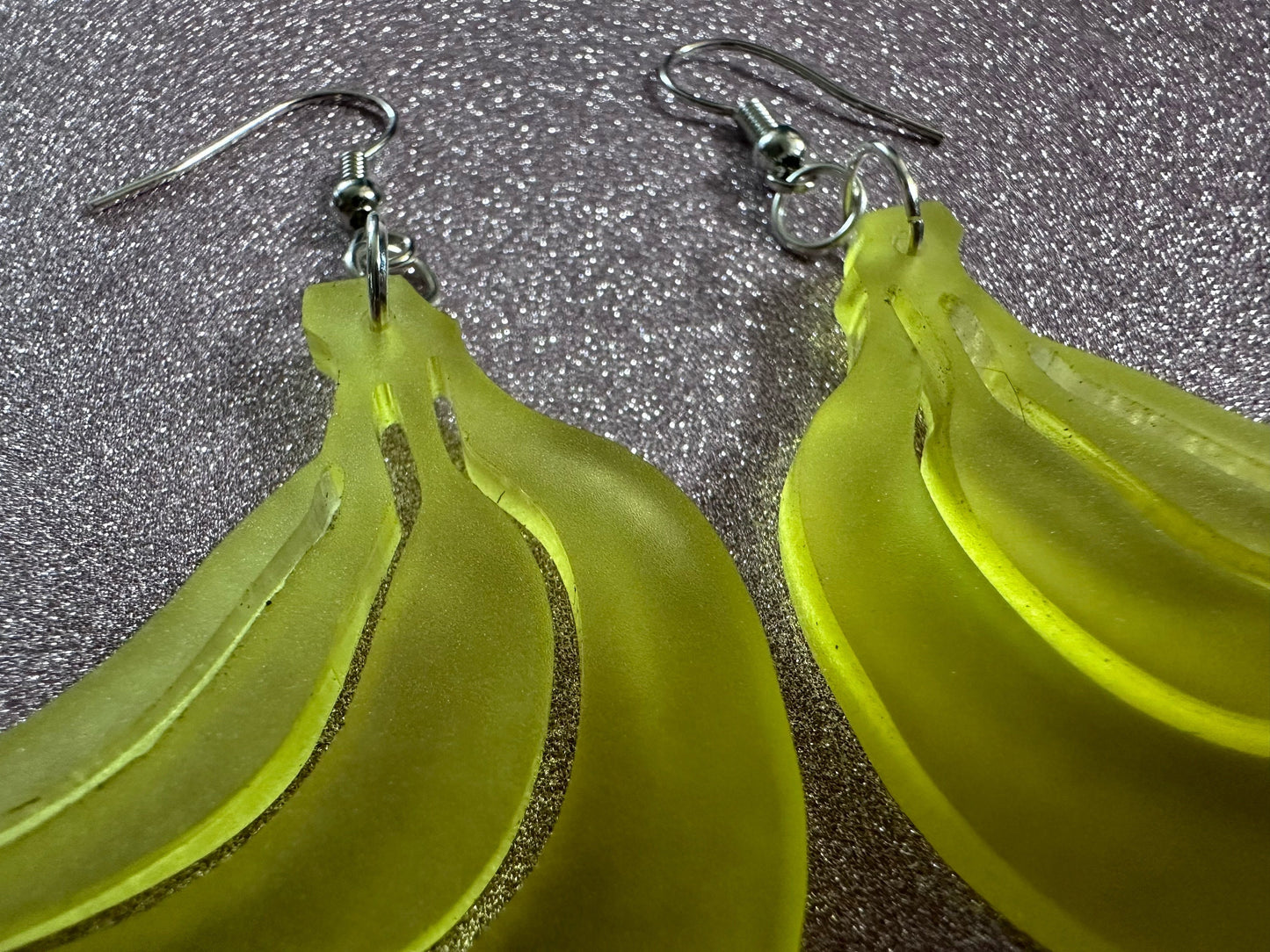 Banana Bunch Earrings: Laser Cut Acrylic Bananas, Fruit, Food Earrings, Breakfast, Food Earrings, Best Gifts for Her/Him/Them