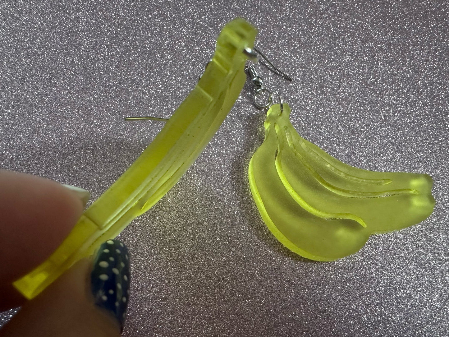 Banana Bunch Earrings: Laser Cut Acrylic Bananas, Fruit, Food Earrings, Breakfast, Food Earrings, Best Gifts for Her/Him/Them