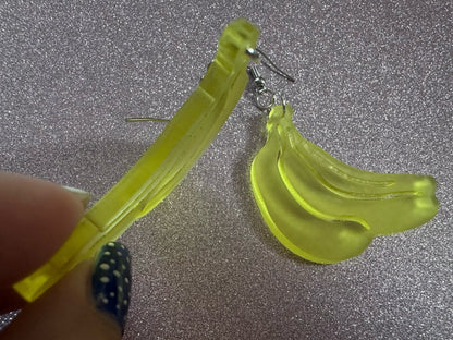 Banana Bunch Earrings: Laser Cut Acrylic Bananas, Fruit, Food Earrings, Breakfast, Food Earrings, Best Gifts for Her/Him/Them