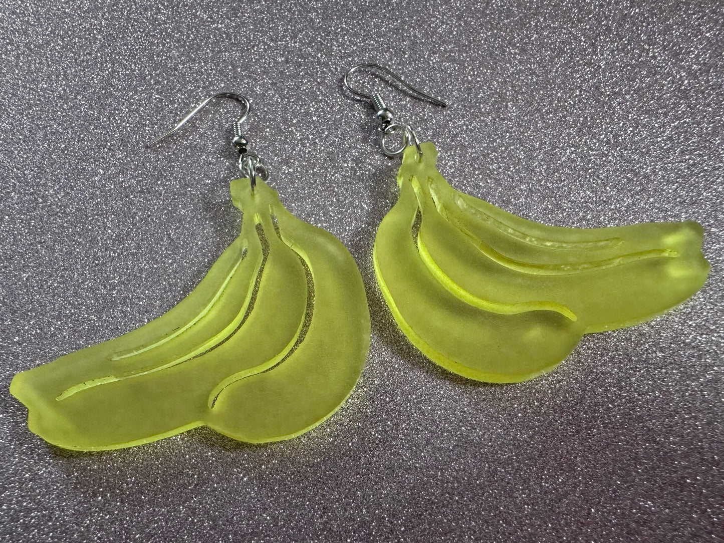 Banana Bunch Earrings: Laser Cut Acrylic Bananas, Fruit, Food Earrings, Breakfast, Food Earrings, Best Gifts for Her/Him/Them