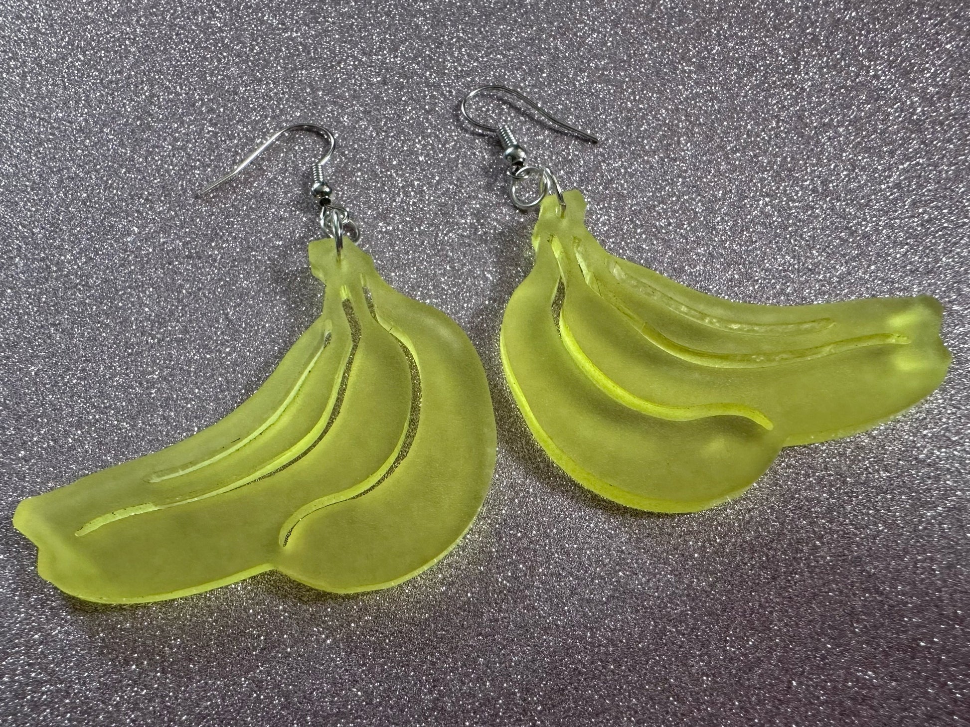 Banana Bunch Earrings: Laser Cut Acrylic Bananas, Fruit, Food Earrings, Breakfast, Food Earrings, Best Gifts for Her/Him/Them