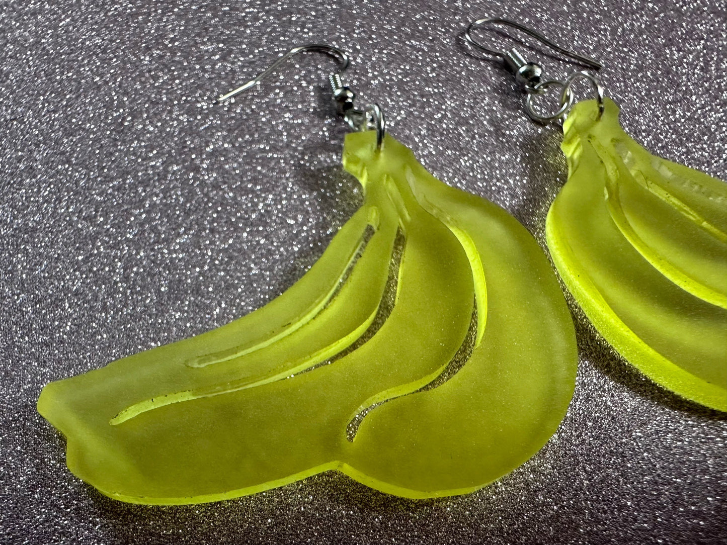 Banana Bunch Earrings: Laser Cut Acrylic Bananas, Fruit, Food Earrings, Breakfast, Food Earrings, Best Gifts for Her/Him/Them