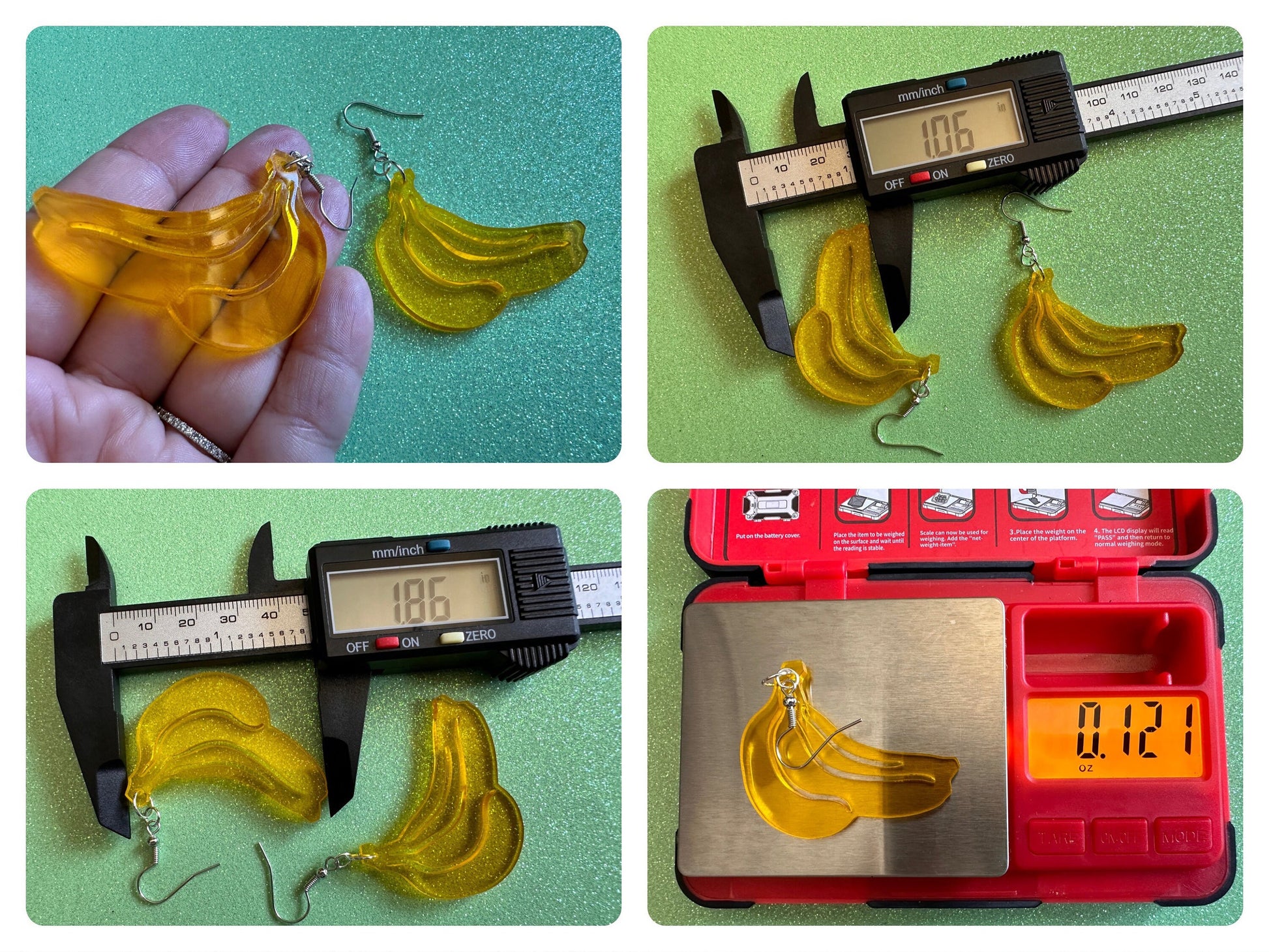 Banana Bunch Earrings: Laser Cut Acrylic Bananas, Fruit, Food Earrings, Breakfast, Food Earrings, Best Gifts for Her/Him/Them