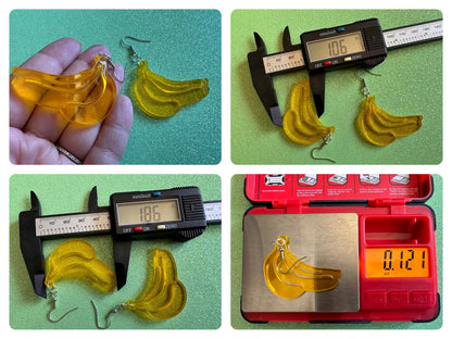 Banana Bunch Earrings: Laser Cut Acrylic Bananas, Fruit, Food Earrings, Breakfast, Food Earrings, Best Gifts for Her/Him/Them