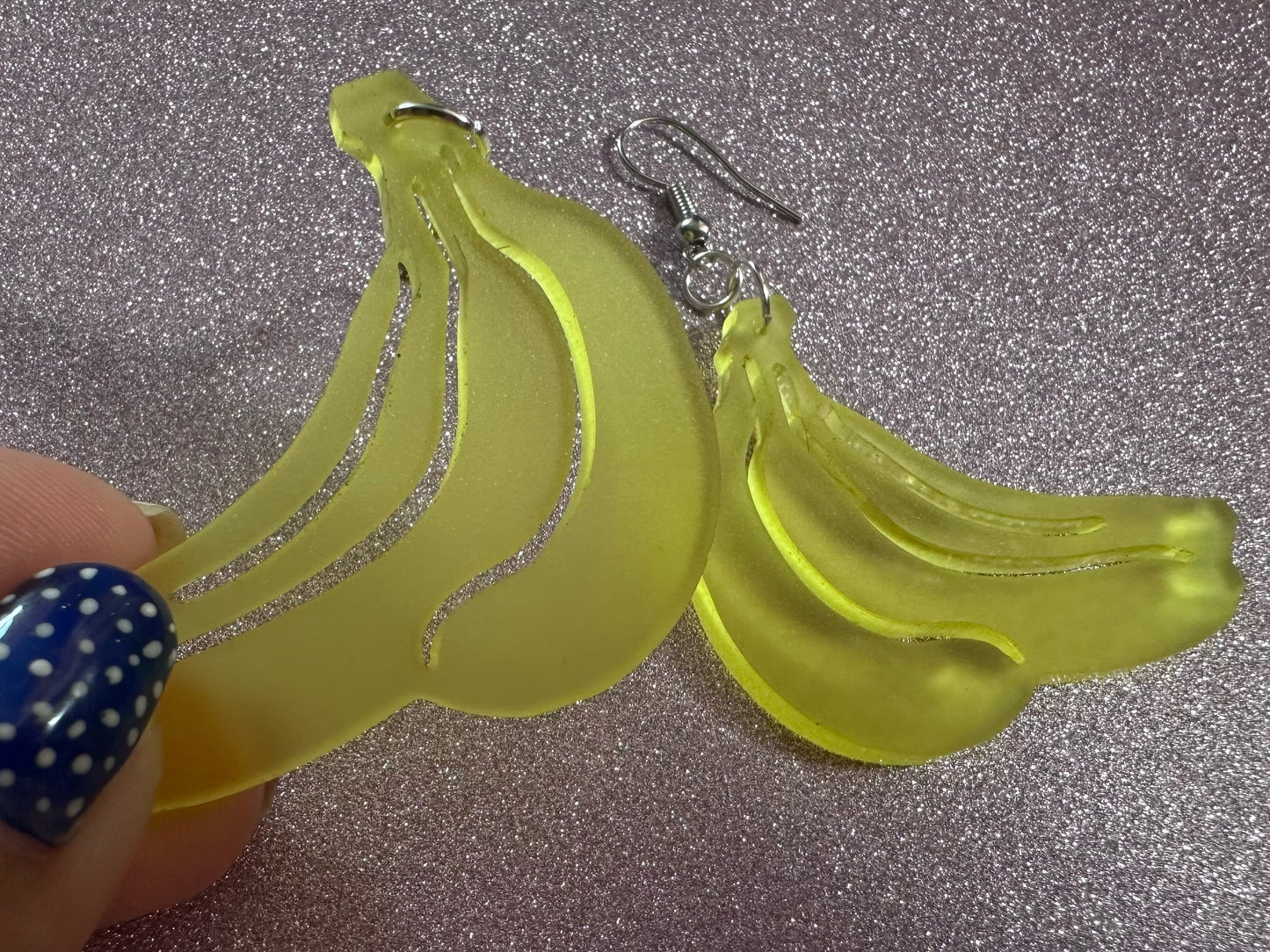 Banana Bunch Earrings: Laser Cut Acrylic Bananas, Fruit, Food Earrings, Breakfast, Food Earrings, Best Gifts for Her/Him/Them