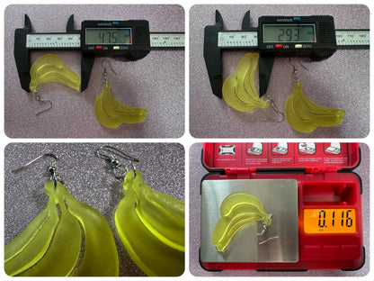 Banana Bunch Earrings: Laser Cut Acrylic Bananas, Fruit, Food Earrings, Breakfast, Food Earrings, Best Gifts for Her/Him/Them