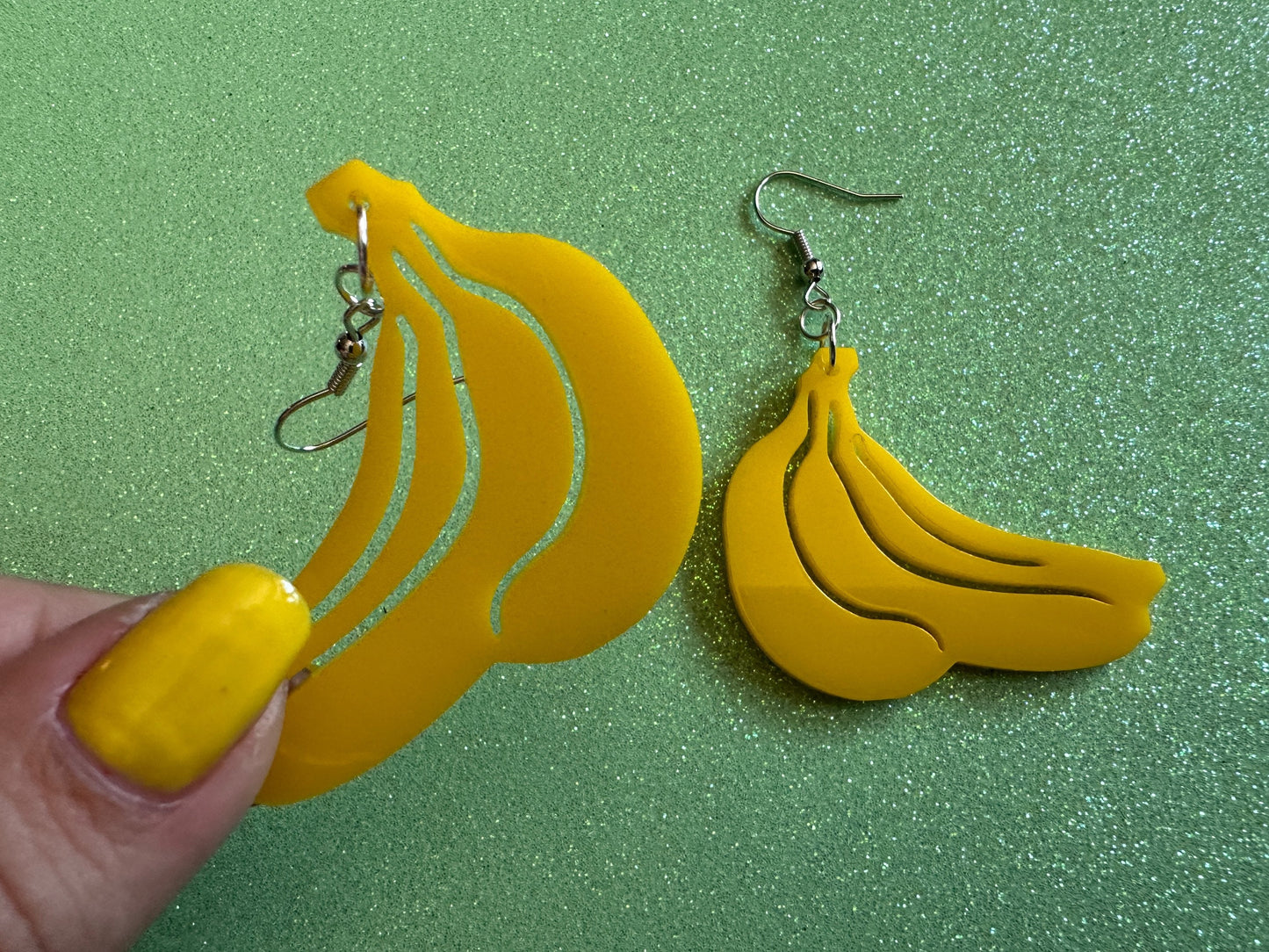 Banana Bunch Earrings: Laser Cut Acrylic Bananas, Fruit, Food Earrings, Breakfast, Food Earrings, Gifts for Her/Him/Them