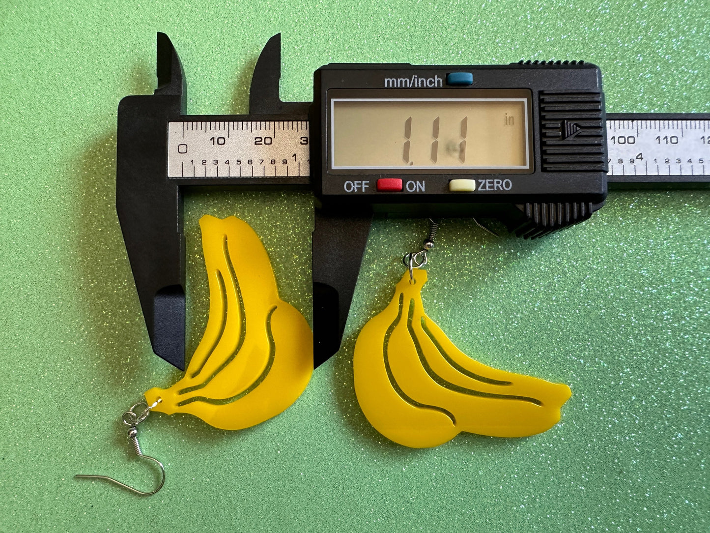 Banana Bunch Earrings: Laser Cut Acrylic Bananas, Fruit, Food Earrings, Breakfast, Food Earrings, Gifts for Her/Him/Them